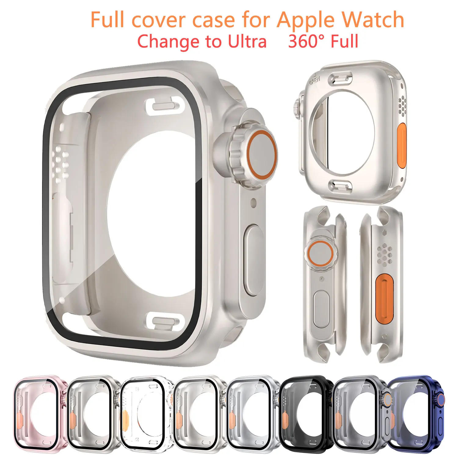 Защитный чехол Instant Ultra для Apple Watch S10case 40 41 44 45 46 мм 360 all inclusive водонепроницаемый ПК