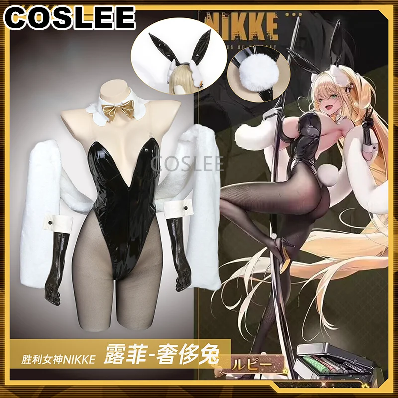 

COSLEE NIKKE гофрированный Кролик Банни девушка сексуальный комбинезон игровой костюм богиня победы Косплей Костюм Хэллоуин Вечеринка женский наряд