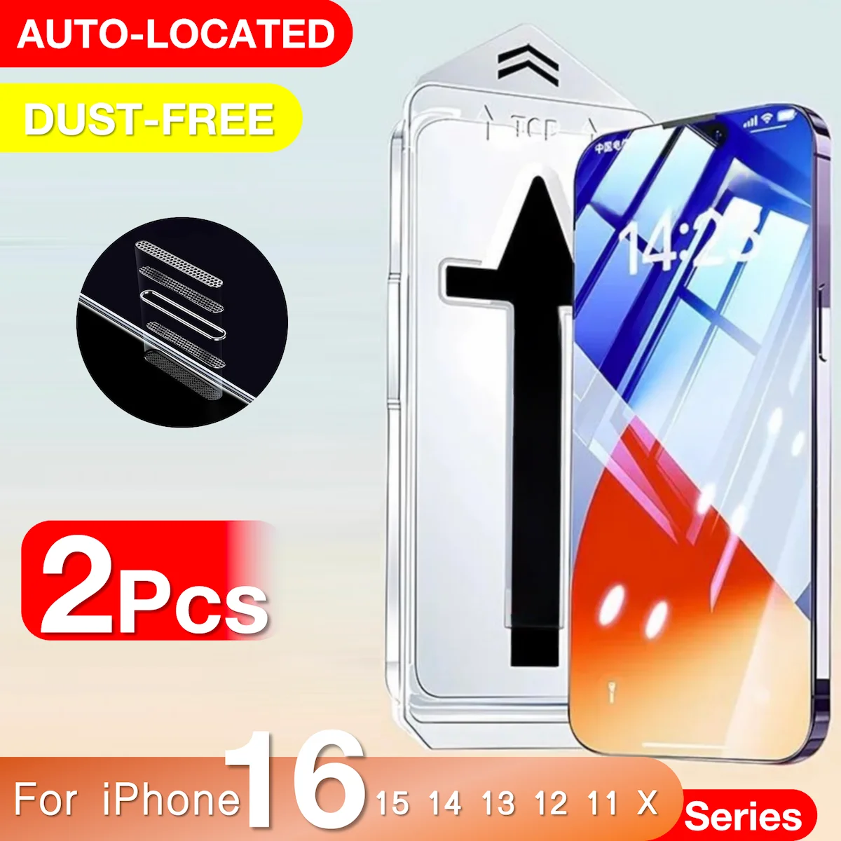 2 шт. Защитное стекло для Apple iPhone 16 15 14 13 12 11 Pro Max Plus Xs Xr