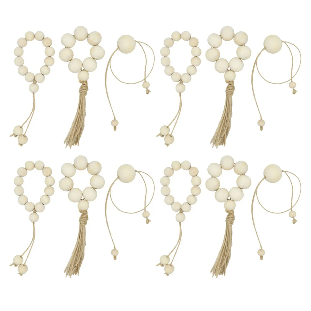 

Napkin Ring Rings Holder Wooden Beads Serviette Bead Wood Beaded Buckle Farmhouse Decorative Buckles Party Tassel Table
