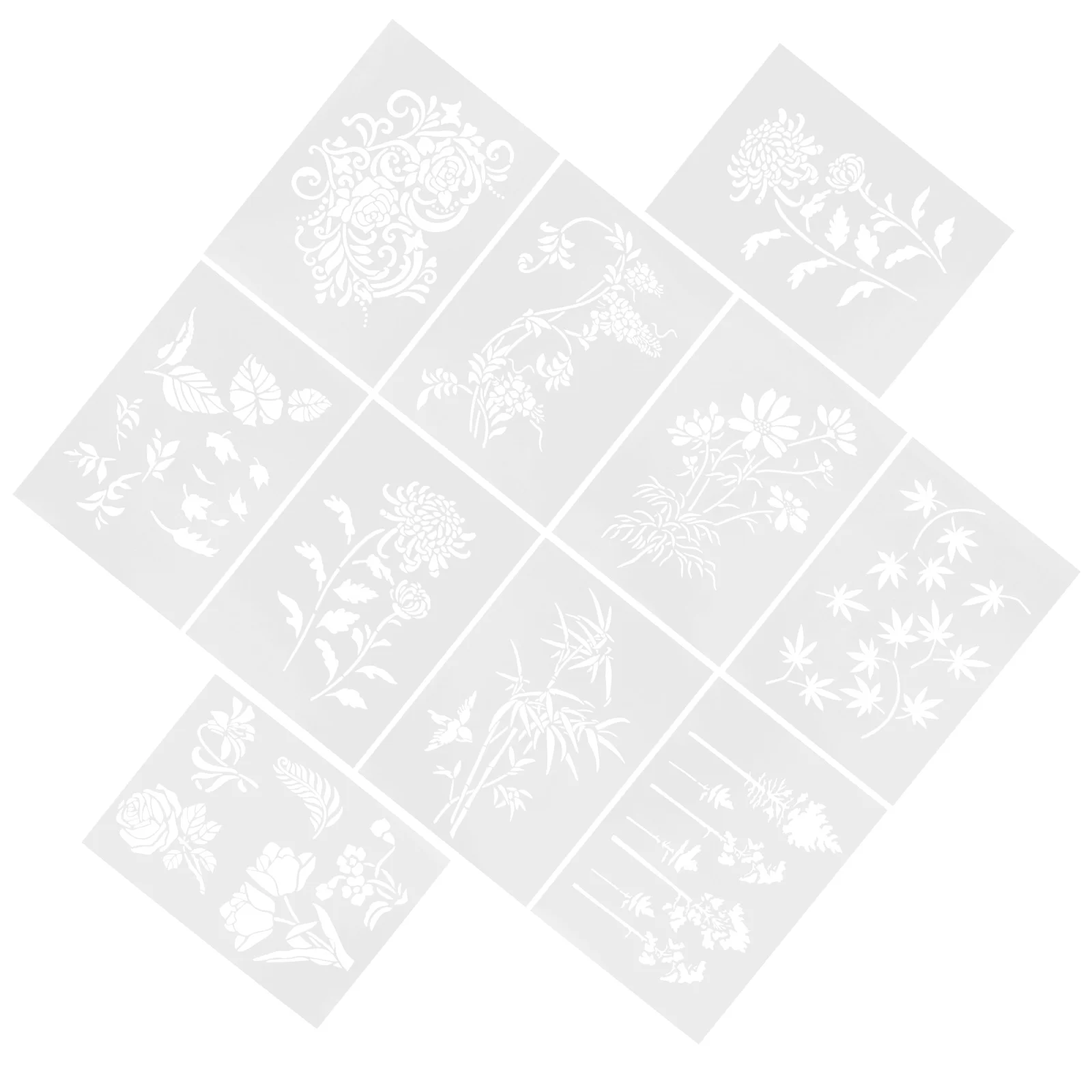 

10pcs Leaves Stencils Leaf Hollow Painting Stencil Reusable Stencil Template