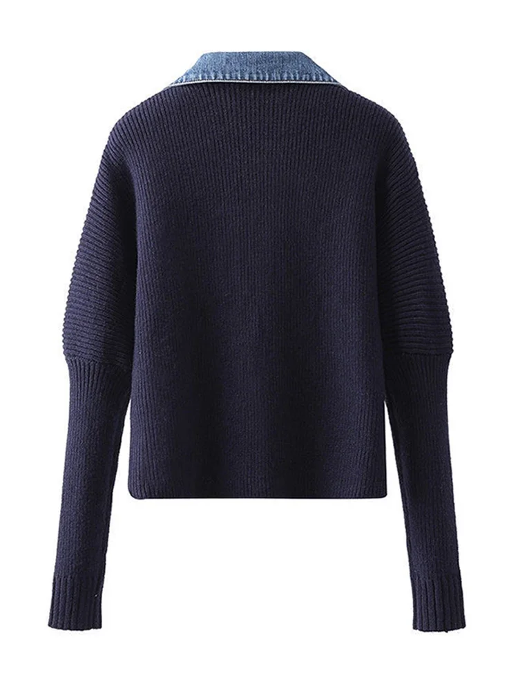 Осень-зима винтажный корейский модный женский джинсовый лоскутный кардиган