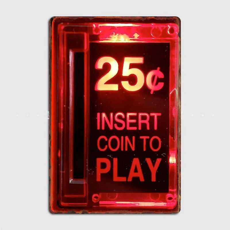 

Insert Coin And Playing Game Motor Metal Print Mural Garage Decoration Club Party Vintage Tin Sign Poster Coffee/Bar decoration