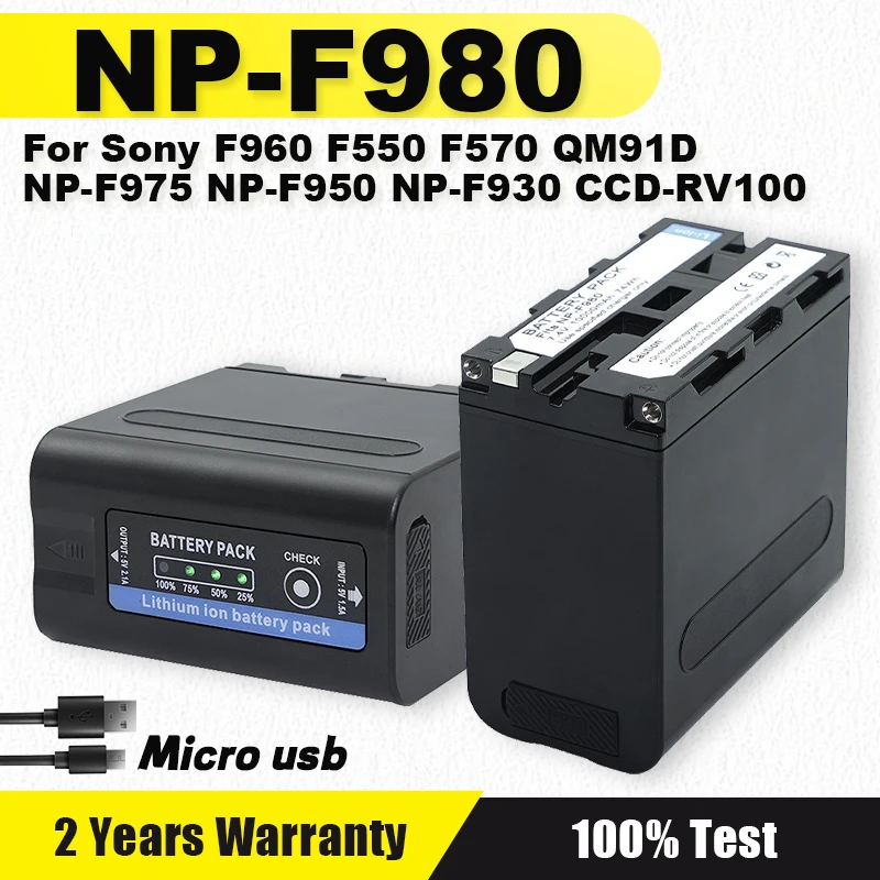 Фото Высококачественная батарея NP-F980 для Sony CCD-TRV35 TRV940 CCD-RV100 DCR-TR7Series 10000 мАч NP F970 NP F980 Аккумулятор для камеры №1