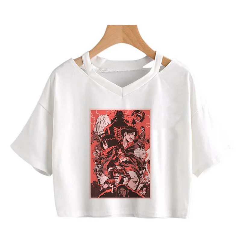 

Anime School Girl T-Shirt Attack on Titan Japanese Movie Personality Character Pattern Casual Girl Harajuku Japanese Clothing