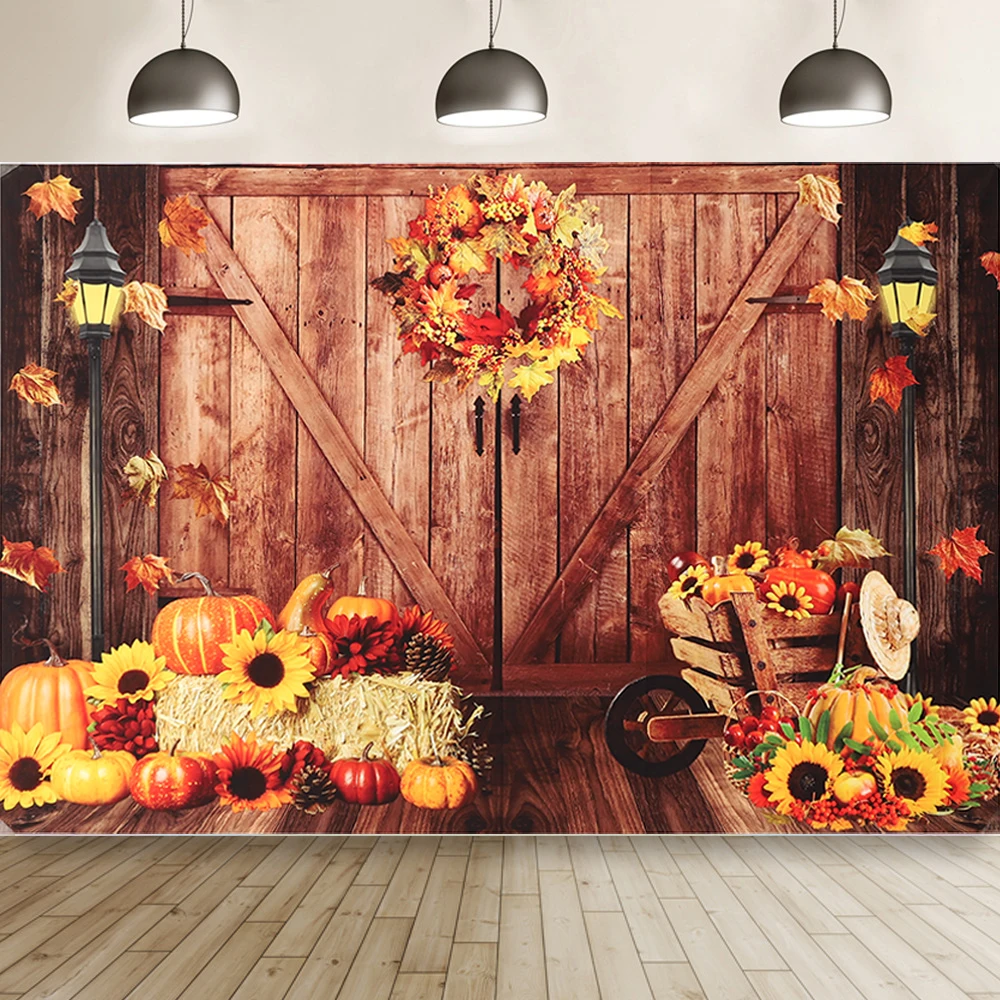 Фотофоны 150*100 см с рисунком осенней коллекции кленового листа тыквы