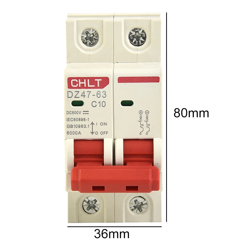 

DC Circuit Breaker 500V 2 Pole Double MCB Solar PV 10 16 20 32 40 63 Amp Circuit Breaker For Terminal Power Distribution