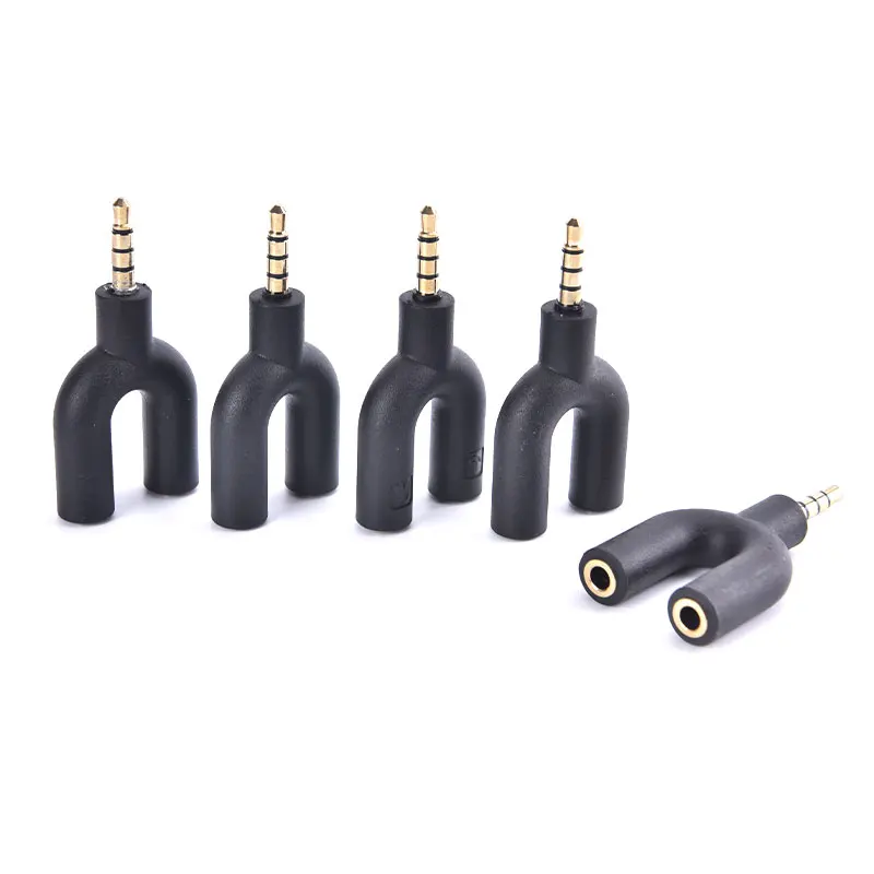 

U Type Adapter Dual 3.5 MM Headphone Plug Audio Cables Splitter Microphone 2 In 1 Swivel Connector For All 3.5mm Device