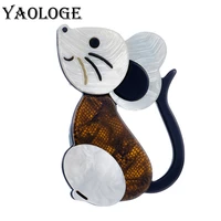 yaologe acrylic cartoon cute mouse brooches for women unisex creative animal badge party office brooch pin gifts wholesale