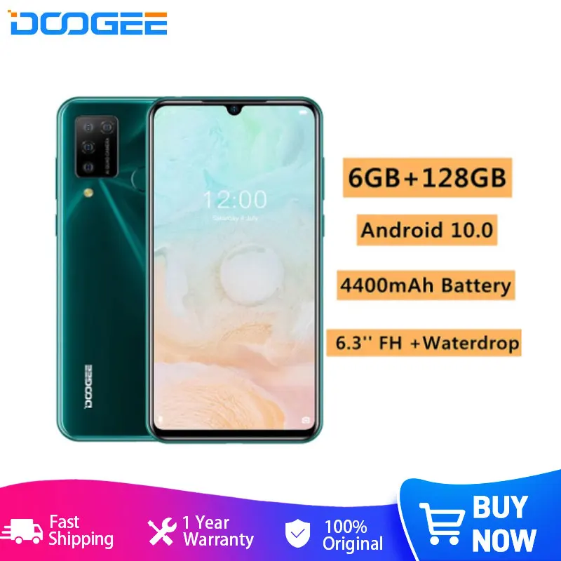 

DOOGEE N20 Pro 6GB+128GB Quad Back Cameras 4400mAh Battery 6.3 inch Waterdrop Notch Screen Android 10.0 MTK6771V/CA Helio P60