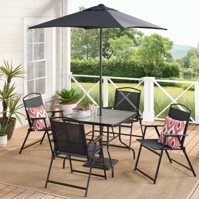 

Mainstays Albany Lane 6-Piece Outdoor Patio Dining Set，rattan Furniture Rattan Outdoor Sofa（Black/Blue/Gray/Red/Tan）Optional