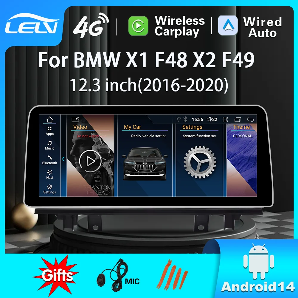 Новый 12 3- автомобильный DVD-мультимедийный радиоплеер Android 14 беспроводной CarPlay/Android