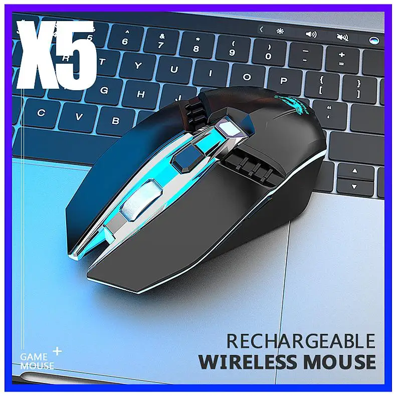 

Беспроводная игровая мышь X5, перезаряжаемая Беспроводная оптическая мышь с аккумулятором 500 мАч, 3,0 + 5,0 + 2,4 ГГц, регулируемые уровни DPI для но...