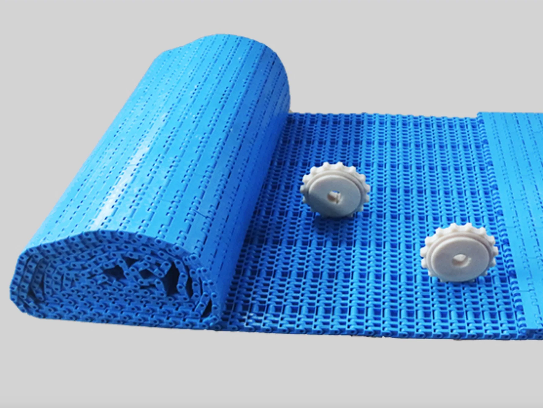 

Customized -Pitch:25.4mm Blue-Modular Conveying Plastic Mesh Belt Chain Plate PP Food Grade POM Abrasion Resistant Conveyor Belt