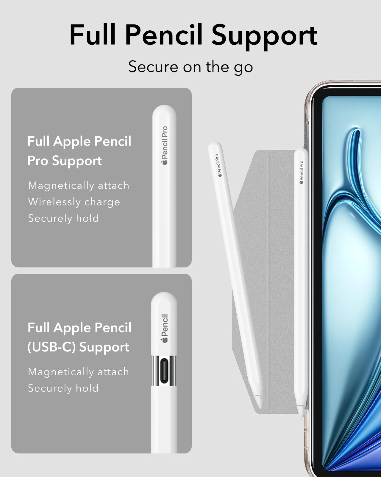 Фото Чехол ESR для iPad Pro, iPad Air 13 дюймов (M3/M2, 2025/2024) и Pro 12.9 6-го/5-го/4-го поколения, мощный защитный чехол для iPad Pro 11/13 №3