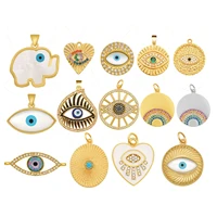 colorful zirconia round evil eye %ef%bc%86 animal pendant for jewelry making diy necklace bracelet earring gold plated shell accessories