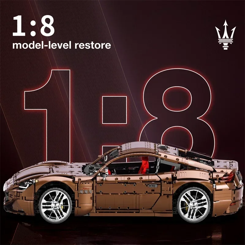 Фото Модель автомобиля Maserati GranTurismo в масштабе 1:8, конструктор с дистанционным управлением, суперкар, технологичная модель автомобиля из кирпичиков, игрушка, настольное украшение для коллекции. №3
