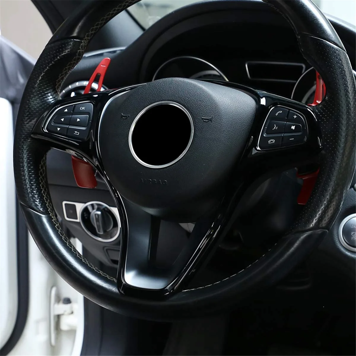 Фото Для Mercedes Benz C E Class GLC CLA GLA W205 W213 X253 X156 декоративная рамка на руль автомобиля, ярко-черный №4