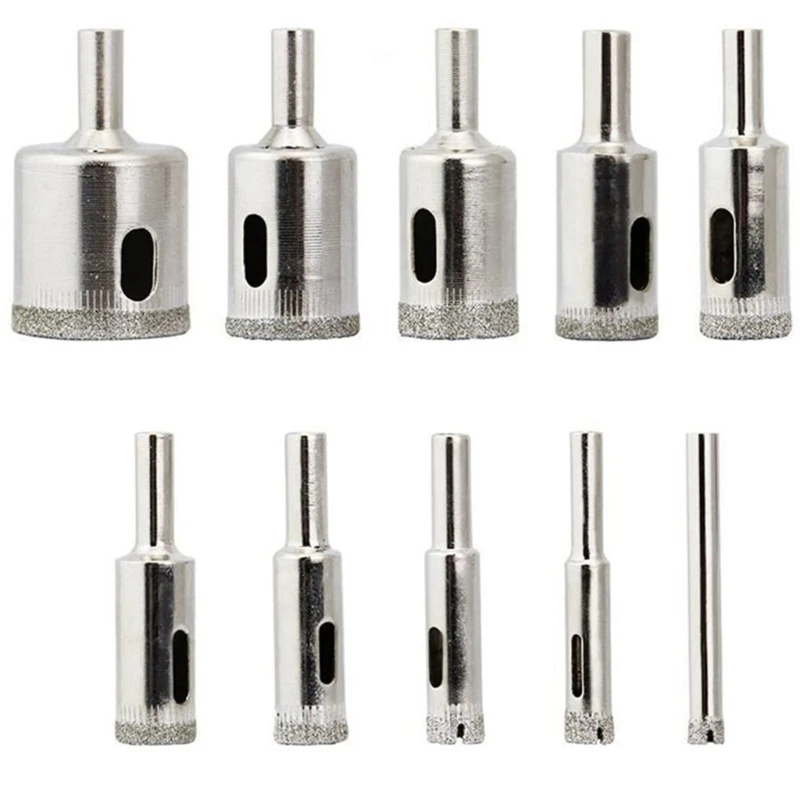 

10pcs Tile Drill Bit Diamond Coated Marble Glass Hole Cutter Bits Power Tool