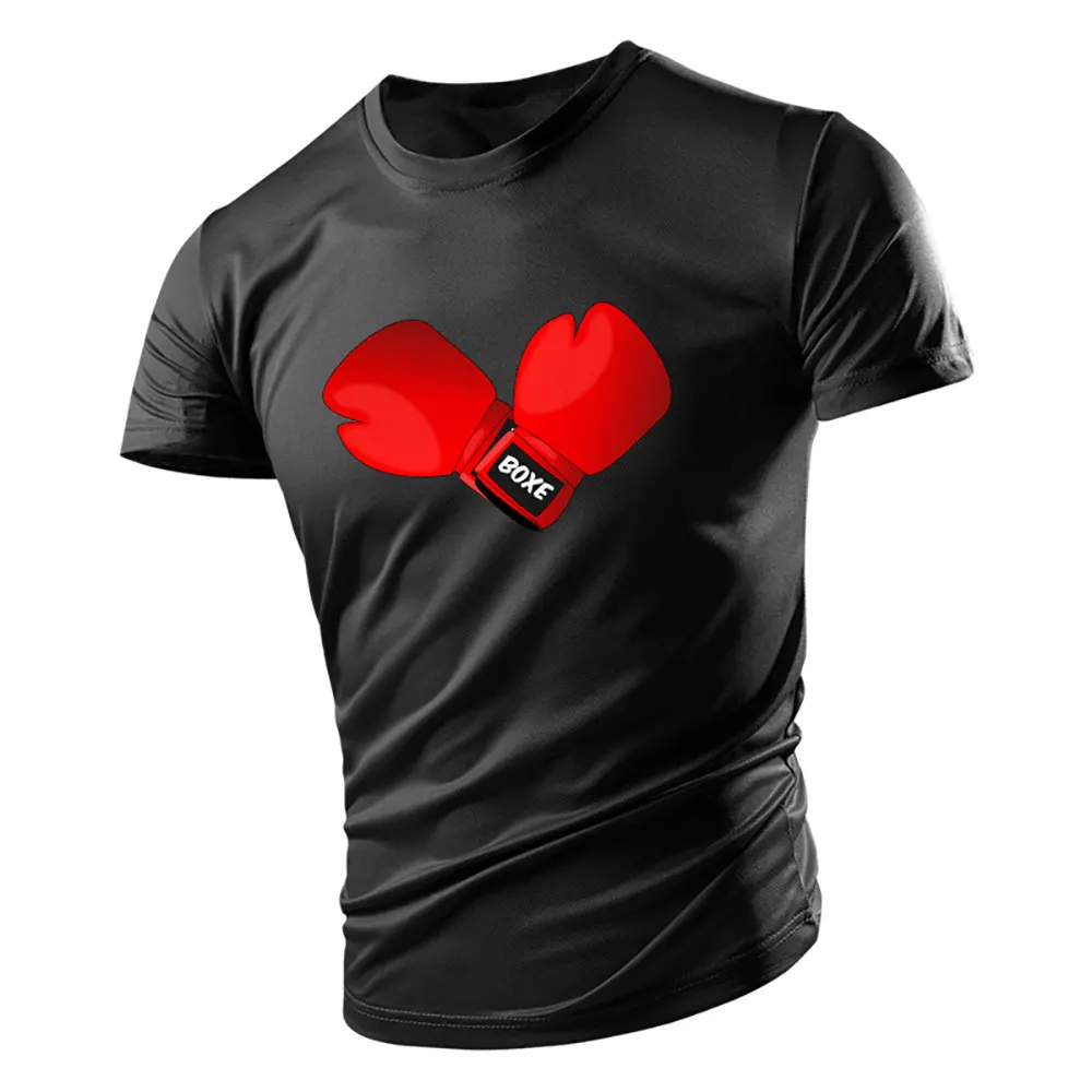 

Summer Fitness Muscular Men Boxing Sports Graphic Printing T-shirt Trend Street Tough Guy Style Comfortable Quick-drying Shirt