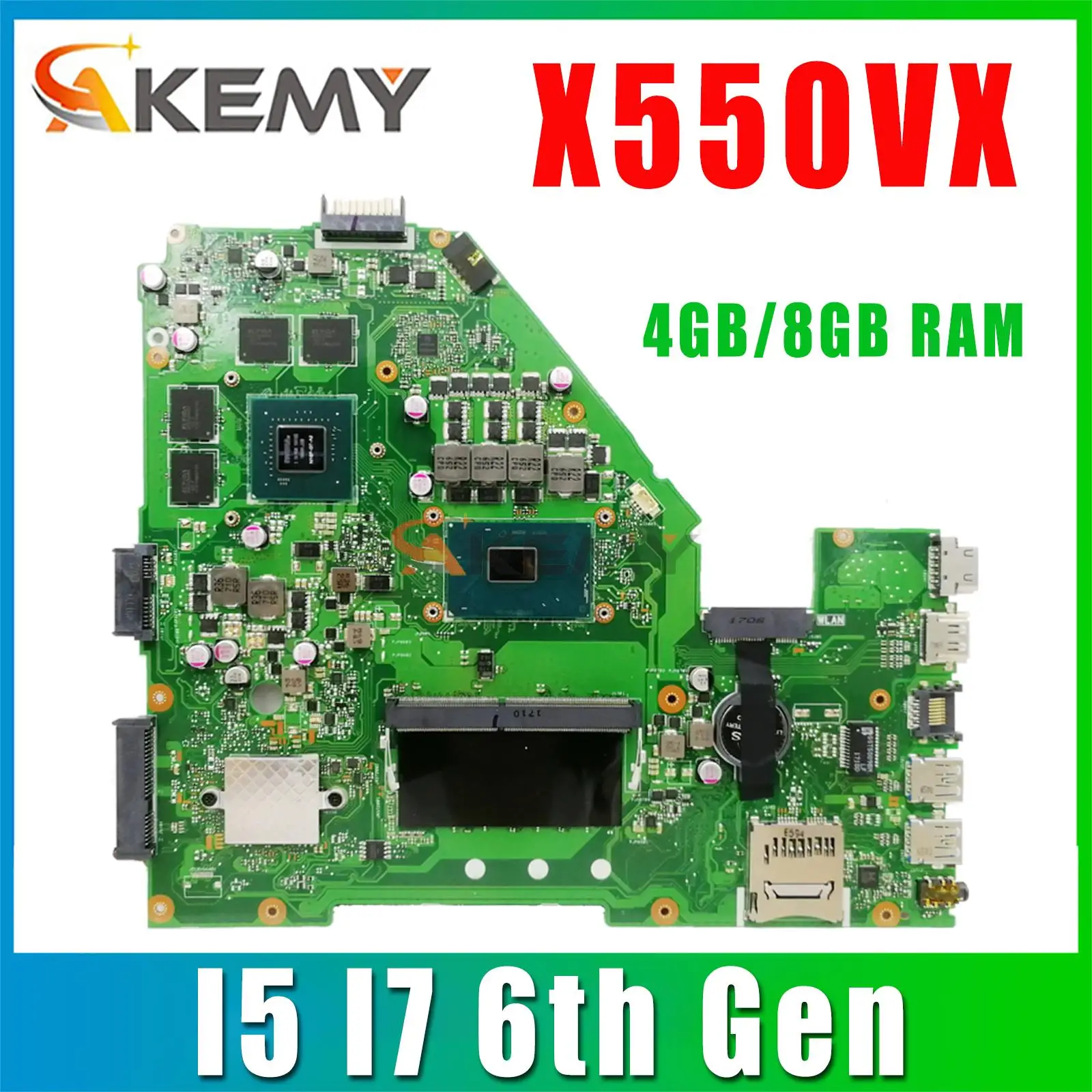 X550VX Материнская плата ASUS A550VX X550VQ X550VXK X550V FH5900V FX50V FZ50V W50V материнская плата для ноутбука I5/I7 GT940M/GTX950M 4 ГБ/8 ГБ