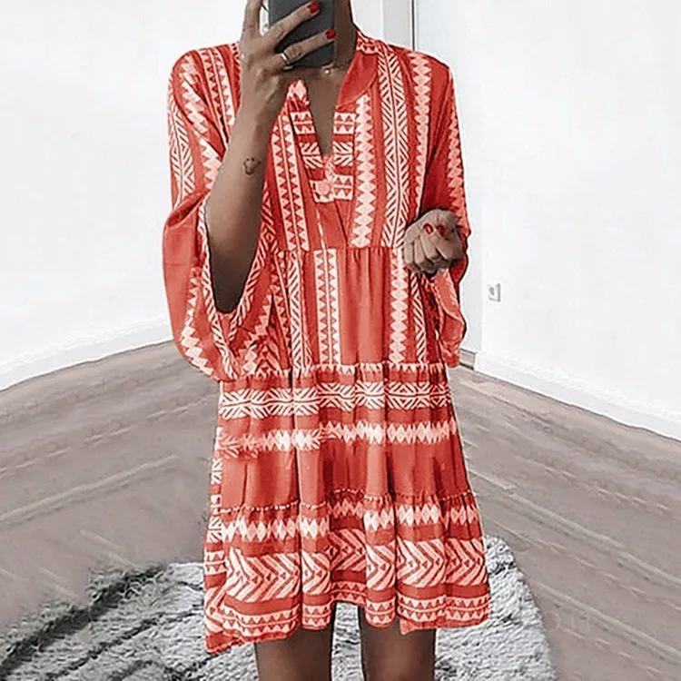 Женское мини-платье с геометрическим рисунком свободное пляжное праздничное