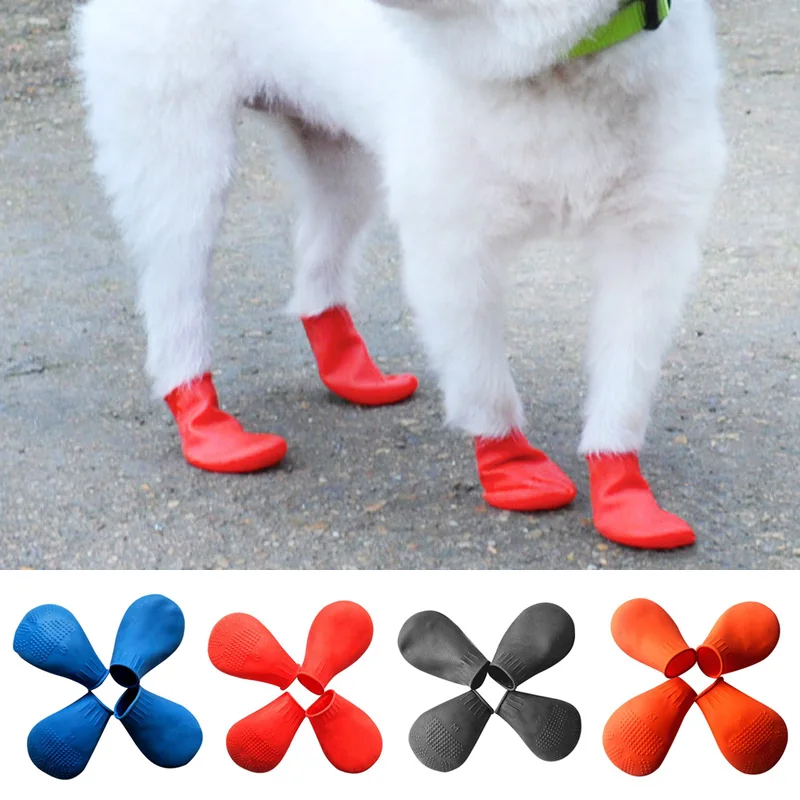 

Waterproof Pet Dog Shoes Soft Non Slip Rubber Rain Boots Footwear cat Socks For Small Dogs Cats Outdoor Candy Color