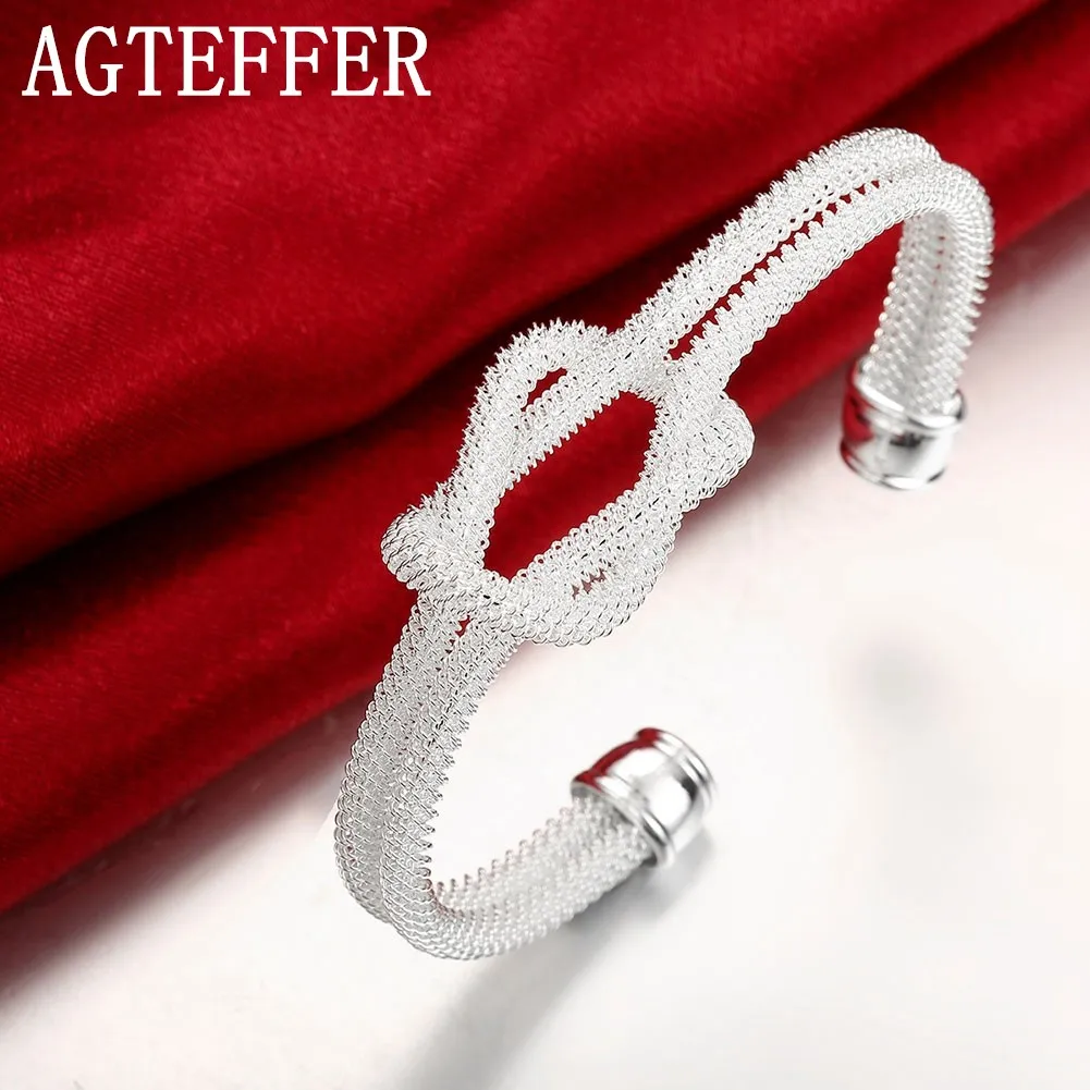 

Женский плетеный браслет AGTEFFER, браслет из стерлингового серебра 925 пробы для свадьбы, помолвки, модные ювелирные украшения для вечеринки