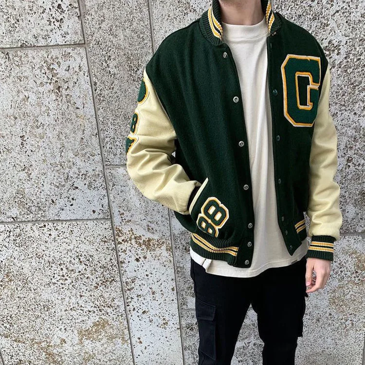 

Hip Hop Varsity Jacket Mens Furry Letters Embroidery Color Block College Jackets Womens Harajuku Fashion Baseball Coats new ins
