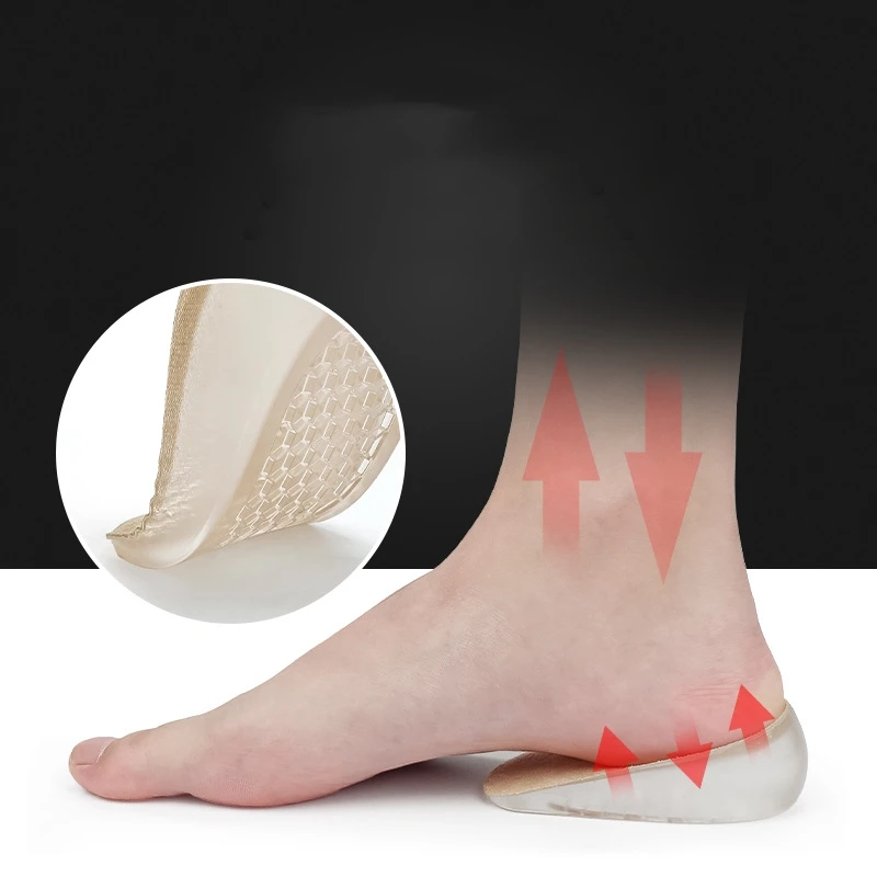 Silicone Inner Heightening Insoles, Invisible Heightening Pads Foot Pad Heel Pads Half Pads Heightening Cushions High Heels Men