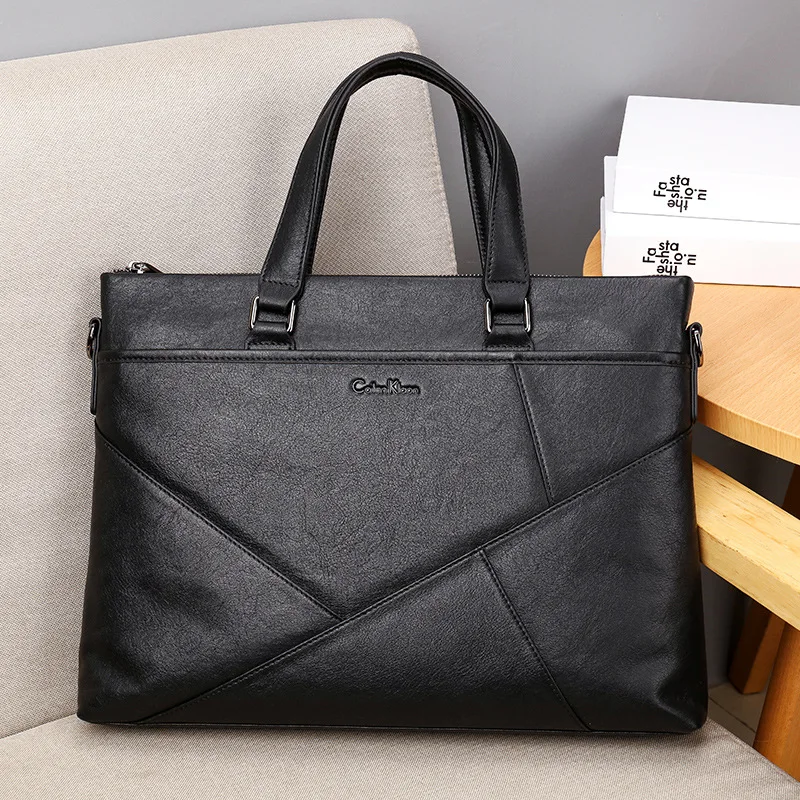 Genuine Leather Men's Briefcase high-capacity Handbag Fashion Trend Shoulder Bag Business Casual Office Bag For 14 Inch Laptop