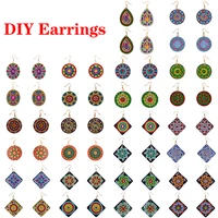 new diy 4pcs diamond painting earrings girl gift ear dangles mandala patterns embroidery special shape earrings handmade gift