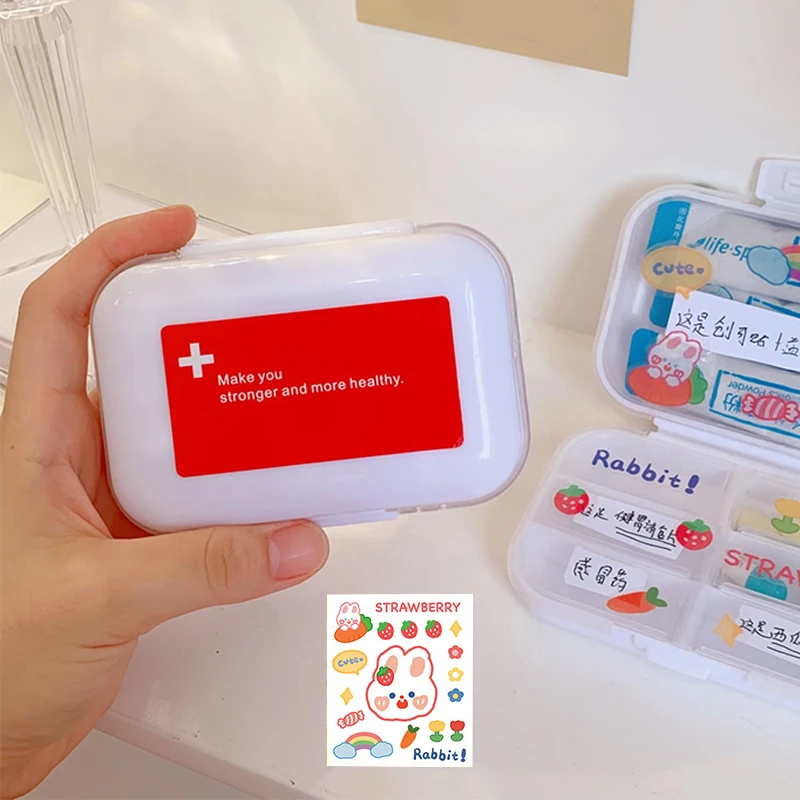 

Portable Home Divider Medicine Box Travel Mini Cute Box Transparent Pill Storage Box Emergency Separate classification Pill Box