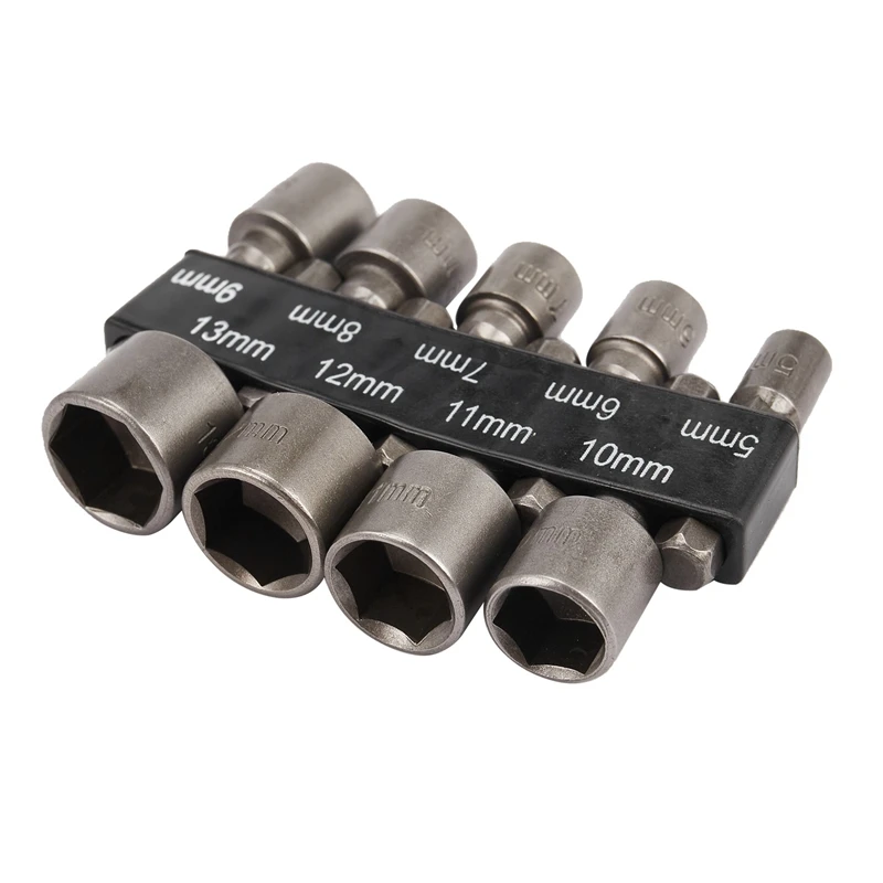 9 шт./компл. 5 мм-13 мм 1/4 дюйма DIY шестигранный хвостовик Торцевая втулка Насадки