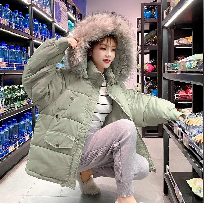 2021 Women Fashion Puffer Cotton Padded Parkas Oversize Female Jackets Warm Hooded Parka Coat Outwear Oversize Winter Jacket