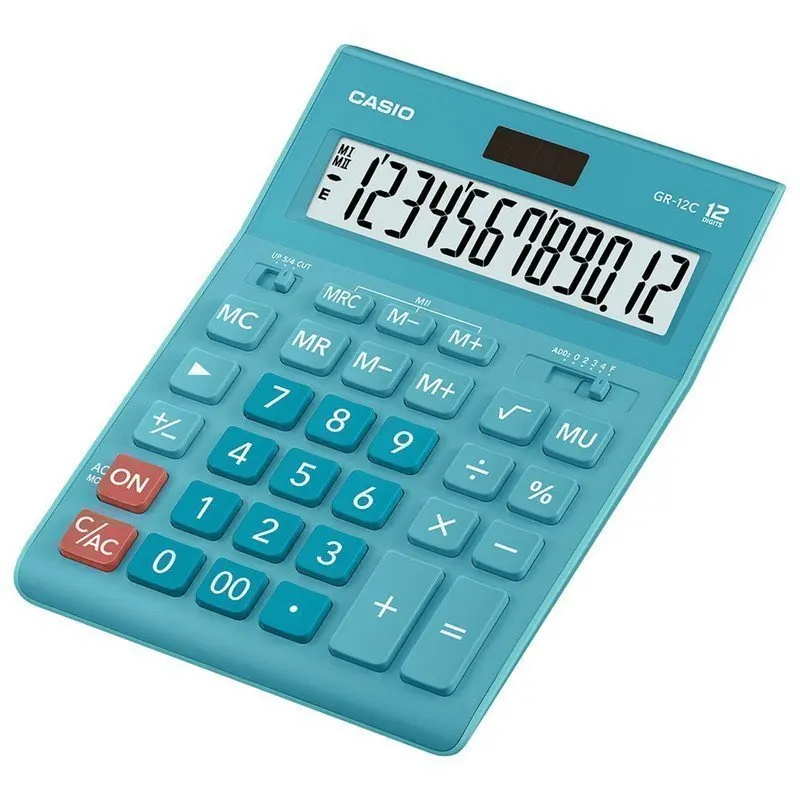 Калькулятор настольный CASIO GR-12С-LB (210х155 мм) 12 разрядов двойное питание ГОЛУБОЙ