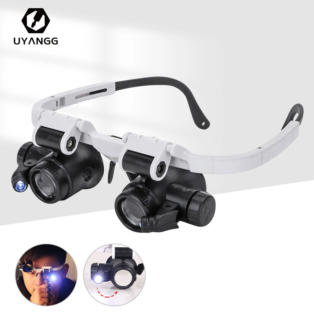 

2022 8X/23X Double Eye LED Lamp Magnifier Spectacles Glasses Magnifier Loupe Watch Jewellery Measurement Glass Glasses