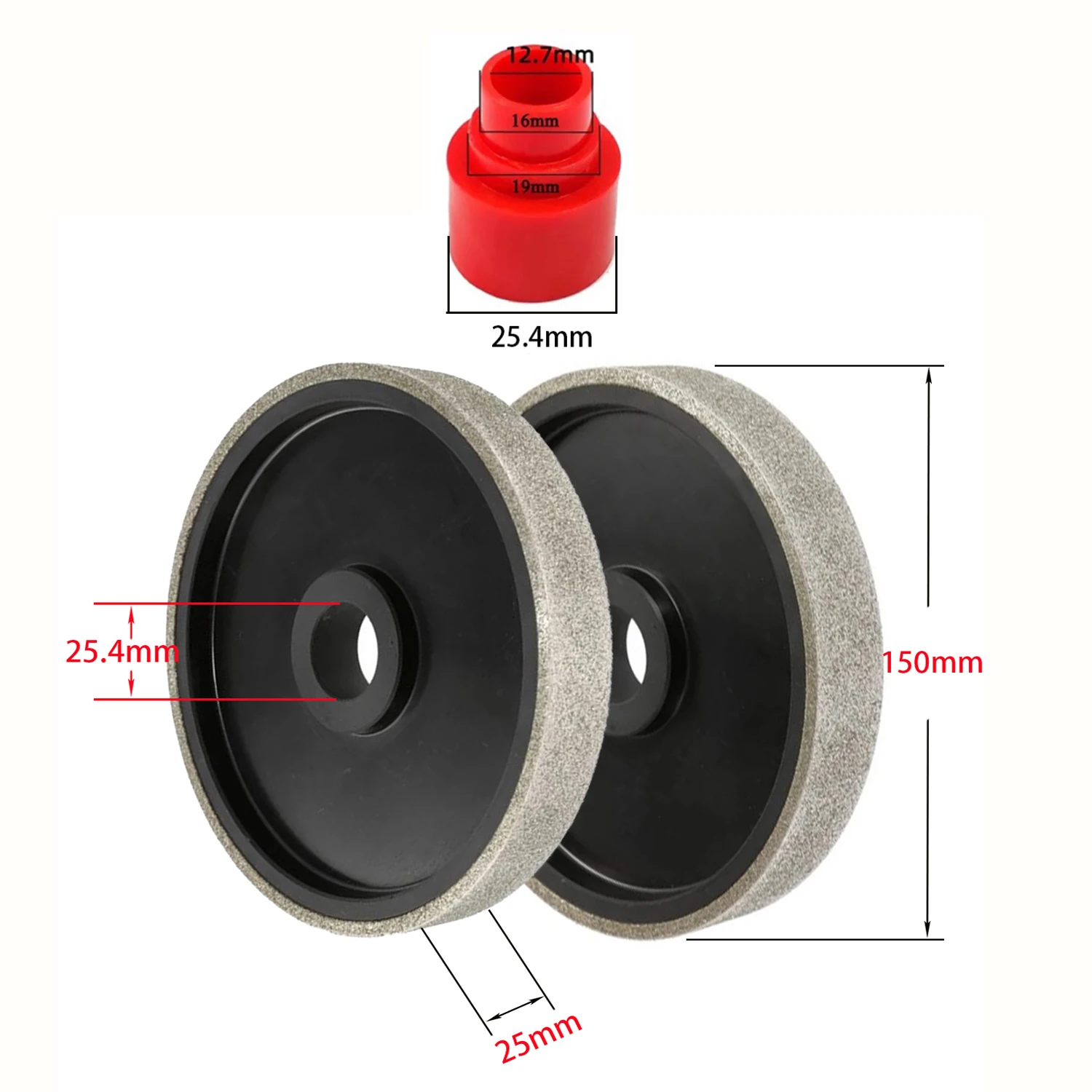 

6-дюймовый алмазный гальванический параллельный шлифовальный круг, нефрит, жадеит, янтарь, пчелиный воск, необработанный камень, шлифовальный и пилинг, инструмент 150x25,4x25