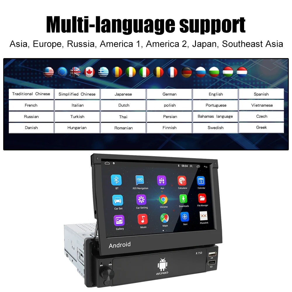 Мультимедийный плеер MP5 на Android 9 0 выдвижной 7-дюймовый сенсорный экран стерео