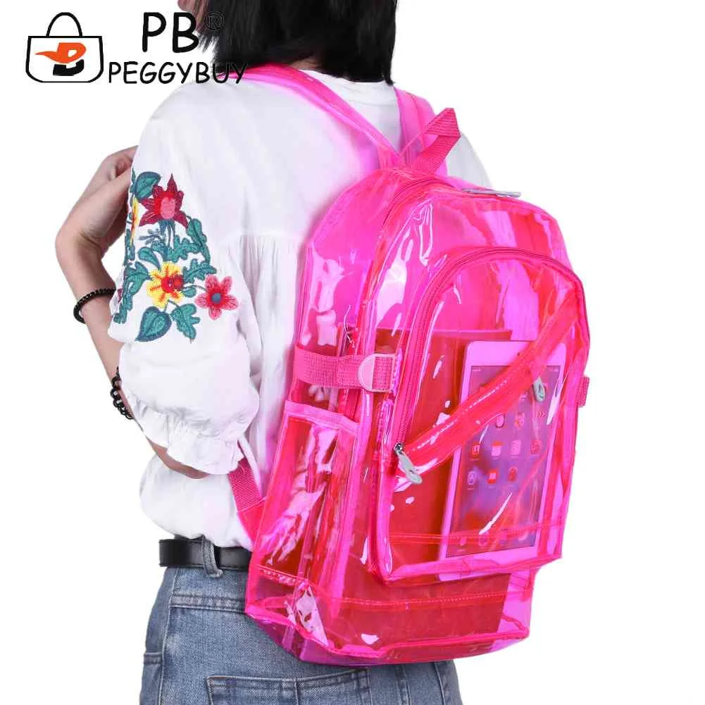 

Women/Men PVC Waterproof Backpacks Teen Hologram Shoulder Teenager Schoolbags Clear Lucite Large Capacity Jugend Mode