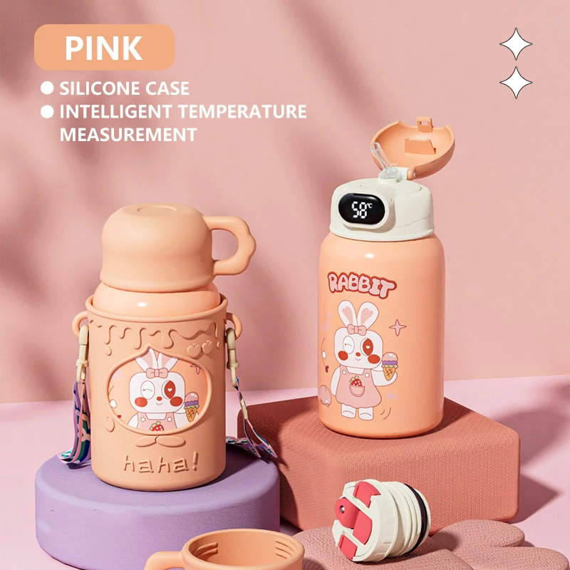 

Thermal Thermos Cup Stainless Steel Intelligent Temperature Measurement Student Straw Water Cup 500ml Creative Double-layer