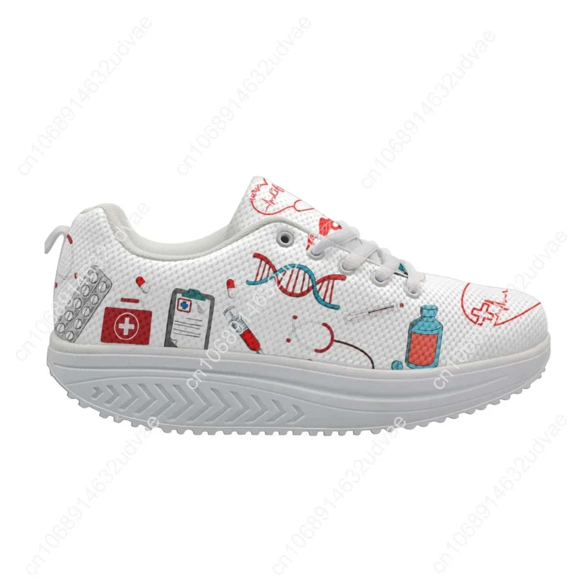 Кроссовки женские сетчатые на платформе Легкие уличные сникерсы со шнуровкой