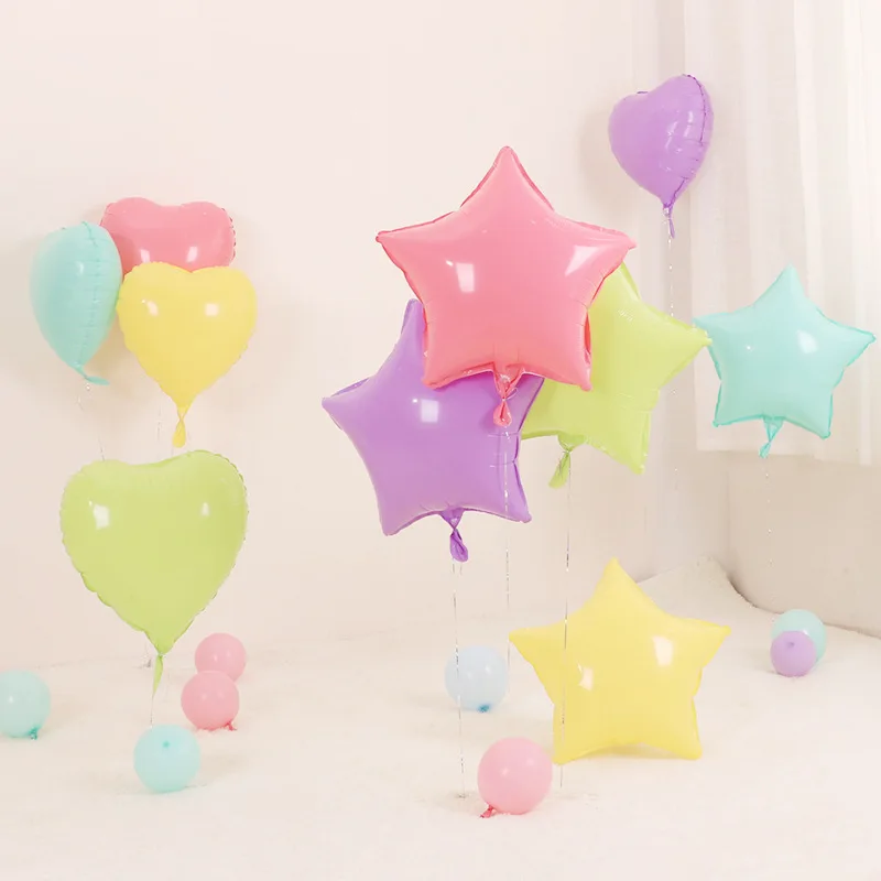 

18inch Candy Color Macarons Balloons Star Heart-shaped Foil Balloon Wedding Birthday Party Decorations Helium Globos Baby Shower