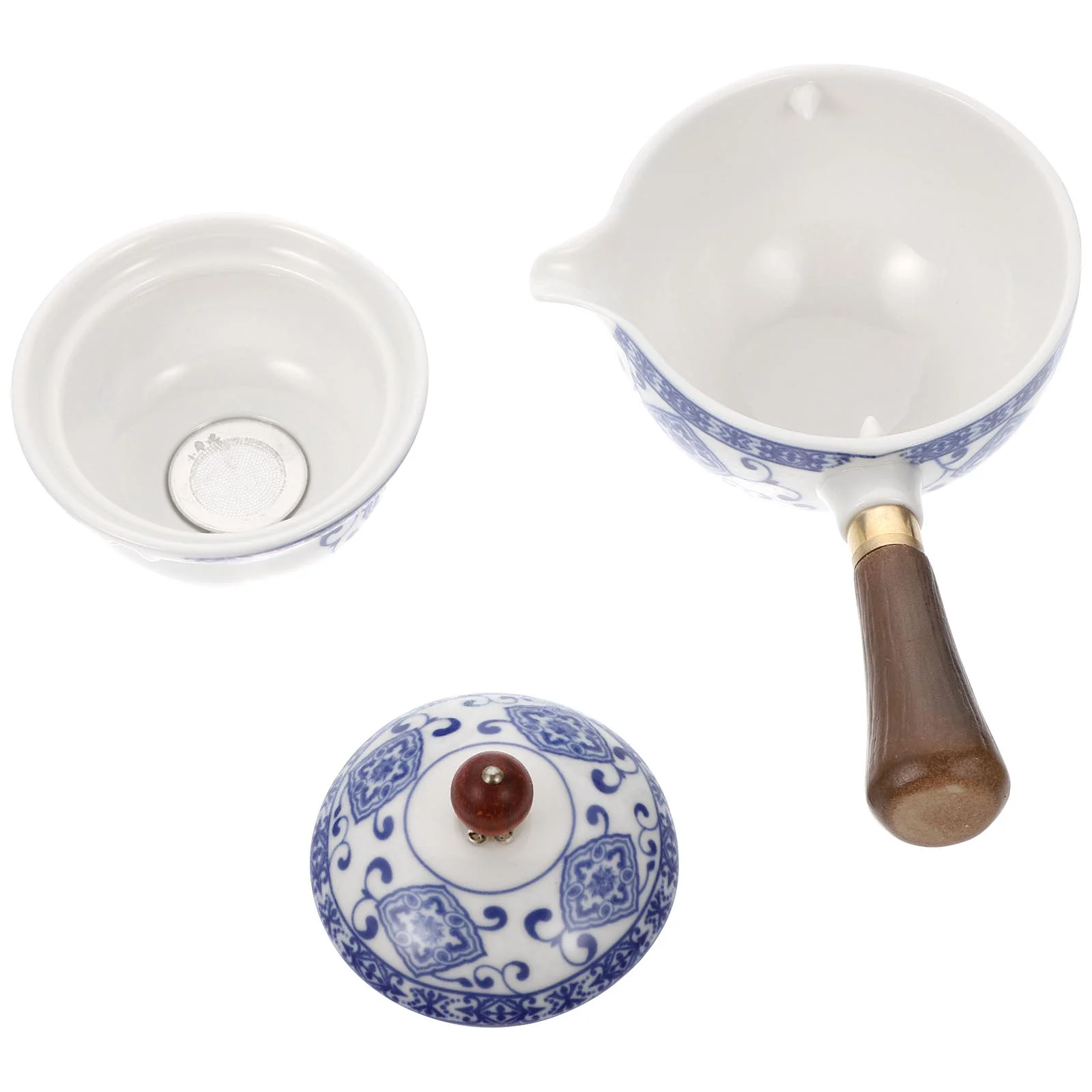 

Tea Teapot Ceramic Pot Porcelain Maker Kettlerotating Handle Side 360 Style Chinese Retro Rotation Household Handheld Cup