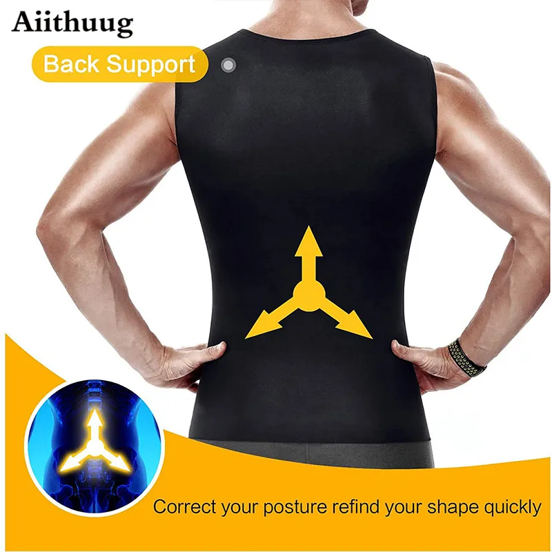 Мужской утягивающий пуловер Aiithuug улучшающий пот жилет премиум-класса