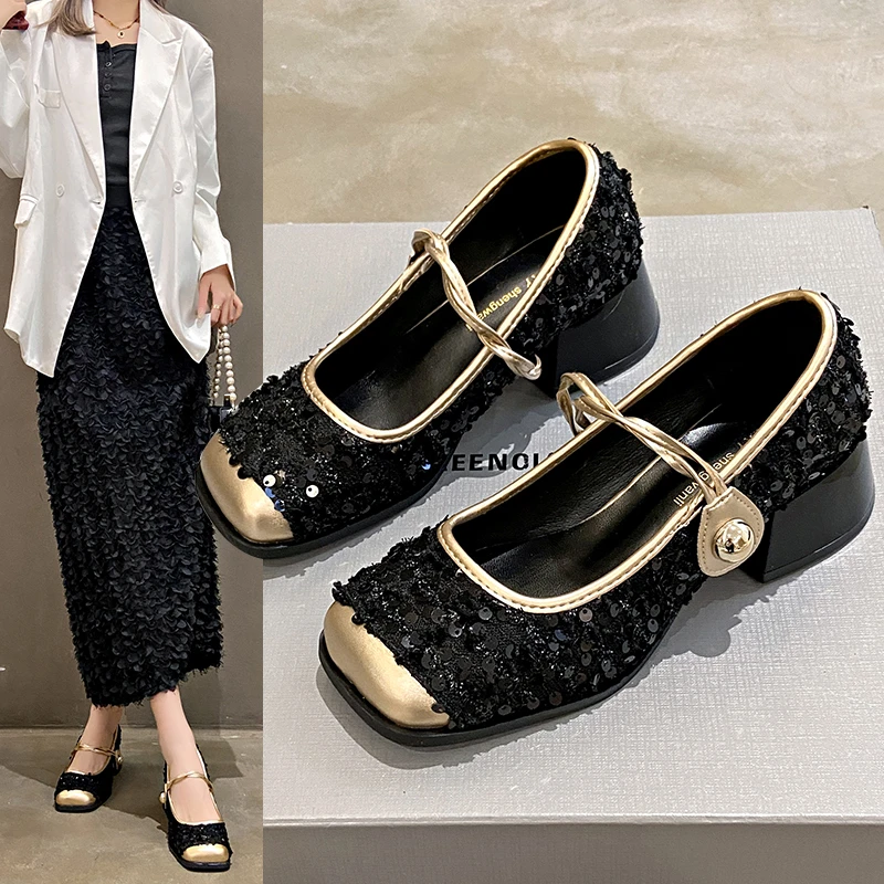 Женские блестящие туфли Xiaoxiangfeng Мэри Джейн новинка 2020 года весенне-осенняя