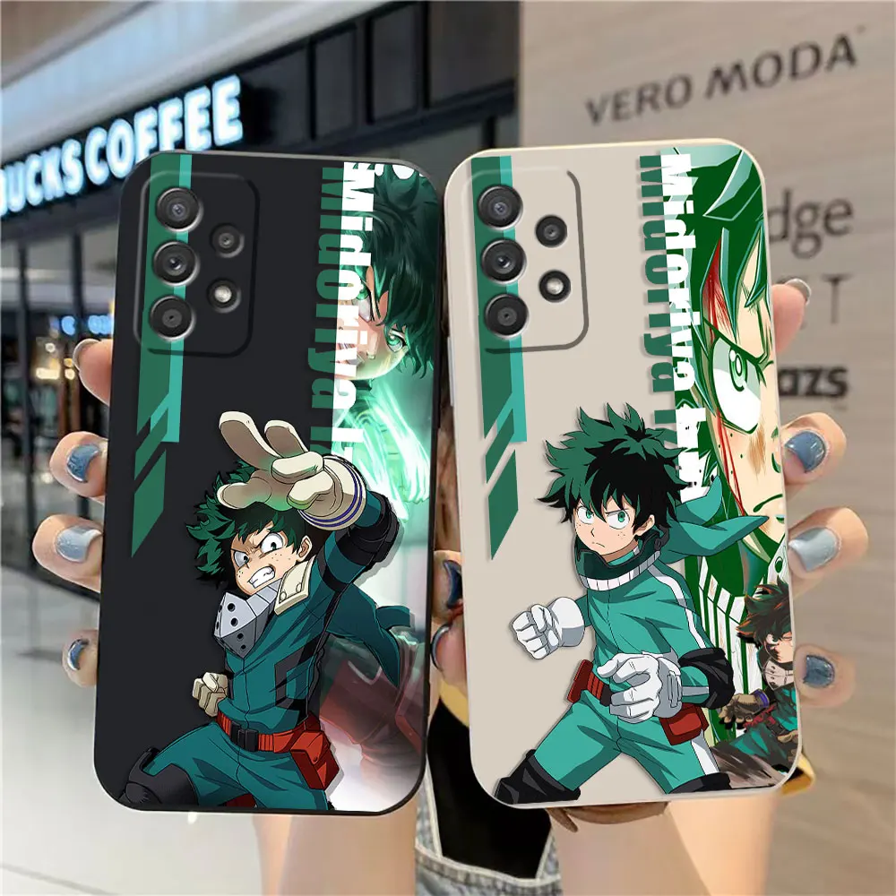 

Case For Samsung A91 A73 A71 A51 A42 A33 A22 A515F AO3S 4G 5G Simple Liquid silicone Case Midoriya Izuku My Hero Academia
