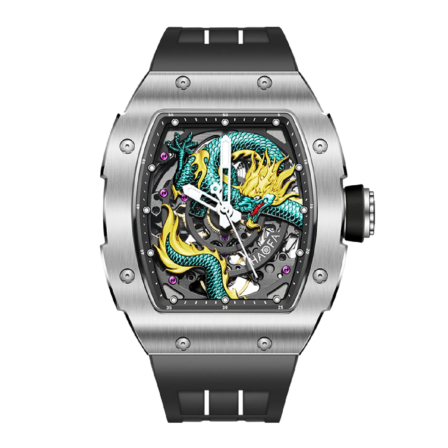 

Haofa 3D Dragon Automatic Watch For Men Sapphire Waterproof Self Winding Mechanical Mens Watch Luminous Luxury Stainless Steel