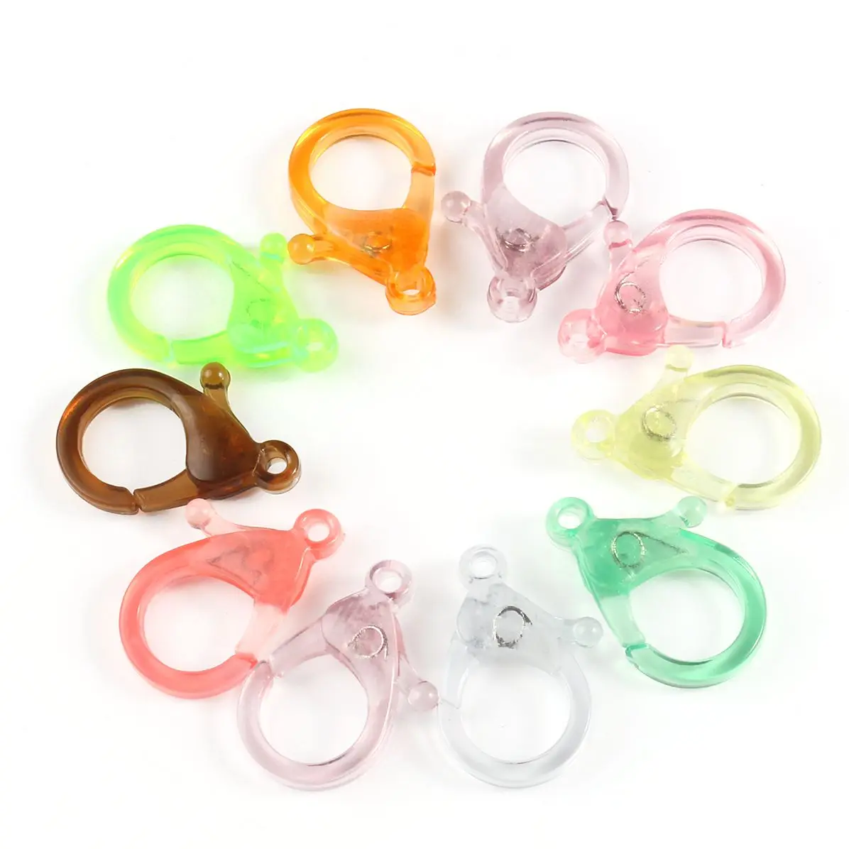 

6x26mm Transparent Colorful Plastic Lobster Clasp Hooks Clips Connectors for Jewelry Making DIY Gift Mask Chain Accessories