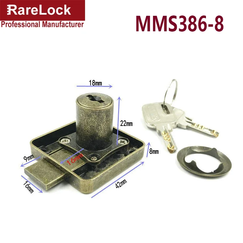 

Замок ящика, бронзовый с 2 компьютерными ключами, 22 32 мм, с различными ключами, мебельная фурнитура «сделай сам», Rarelock MMS386 G
